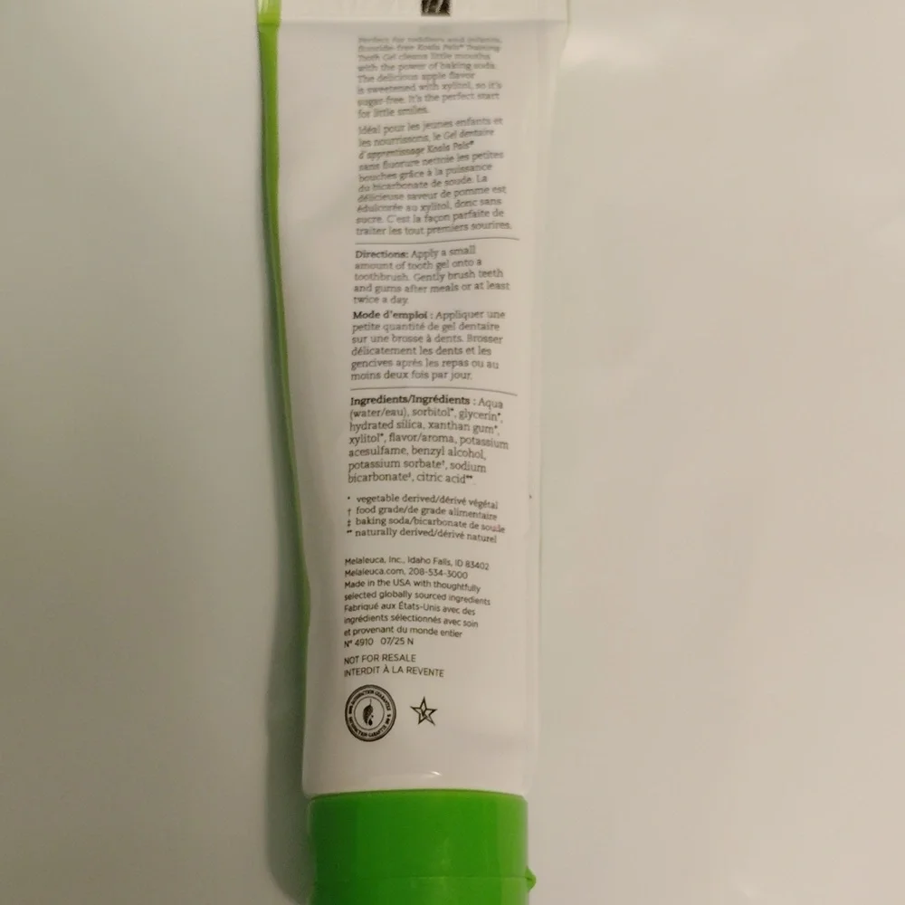 Koala Pals Training TOOTHPASTE Tooth Gel Fluoride-Free Apple FLAVOR Children Kid